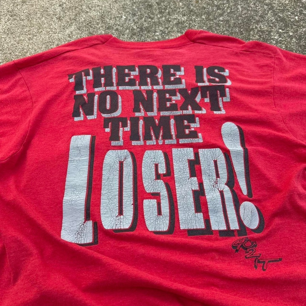 Vintage 80s Screen Stars Loser Graphic T Shirt Single Stitch Red Medium (f9)